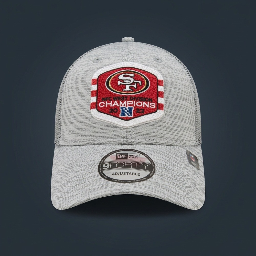 NWT New Era 9FORTY San Francisco 49ers 2023 NFC West Champions Trucker Hat Gray